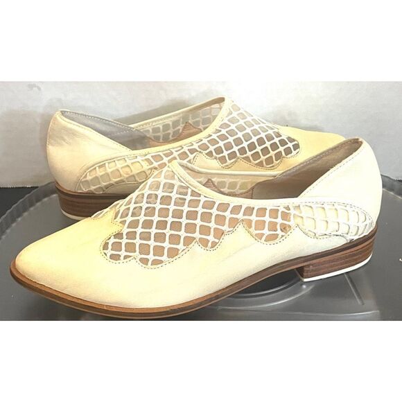 Kelsi Dagger Brooklyn Women's Cream Leather Mesh Loafers Size 9 Medium. - Picture 9 of 11